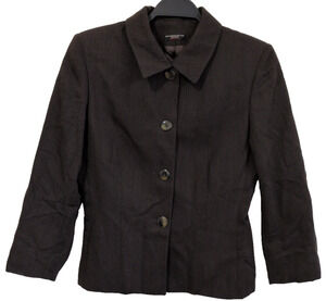 Laughton Hunter Vintage Women's Brown Herringbone Tweed Blazer Small USA Preppy